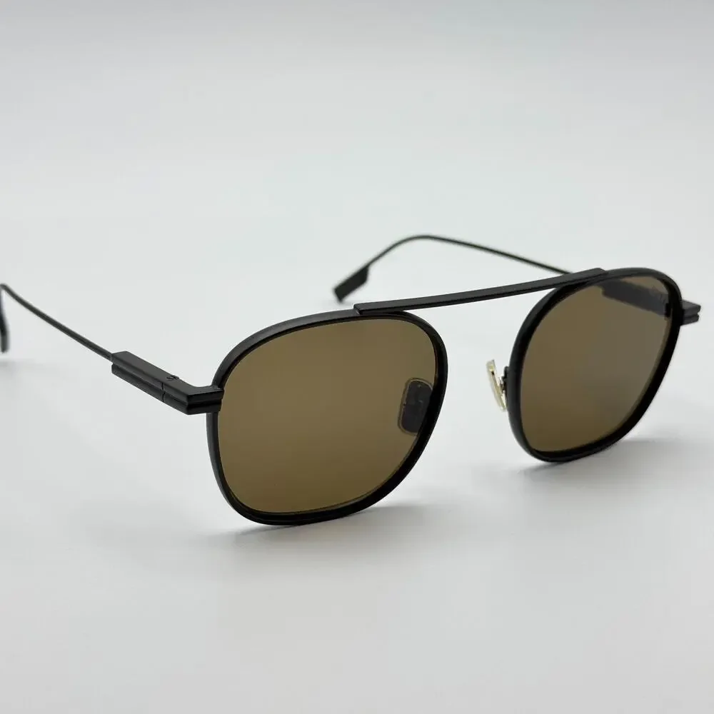 Ermenegildo Zegna Sunglasses EZ0290 49E Matte Dark Brown Frame Brown Lens 53mm